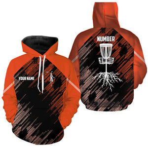 Orange Disc golf basket camo custom name and number disc golf Hoodies, disc golf outfit NQS9067