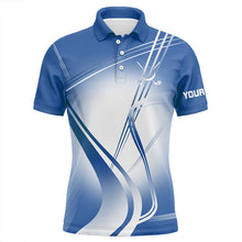 Load image into Gallery viewer, Blue White Gradient Mens Golf Polo Shirts Custom Name Golf Shirts For Men Personalized Golfer Gifts NQS9078