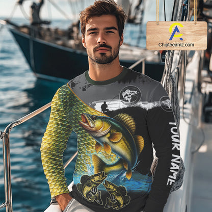 Walleye fishing scales customize performance long sleeves Fishing shirts, Walleye fishing jerseys NQS11561