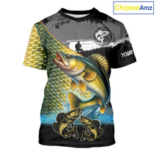 Load image into Gallery viewer, Walleye fishing scales customize performance long sleeves Fishing shirts, Walleye fishing jerseys NQS11561