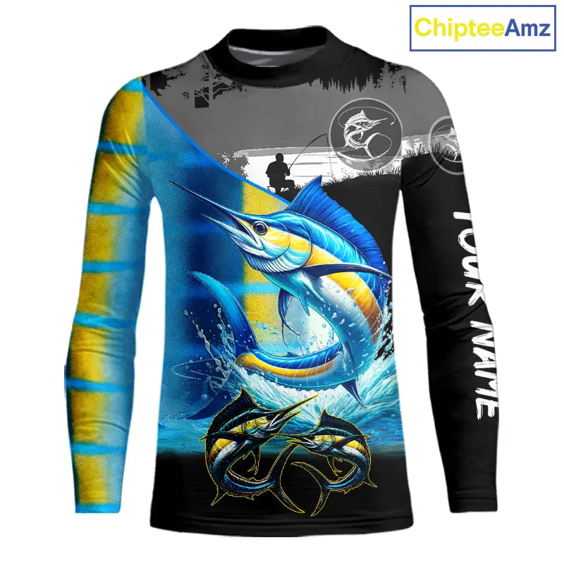 Marlin fishing scales customize performance long sleeves Fishing shirts, Marlin fishing jerseys NQS11563