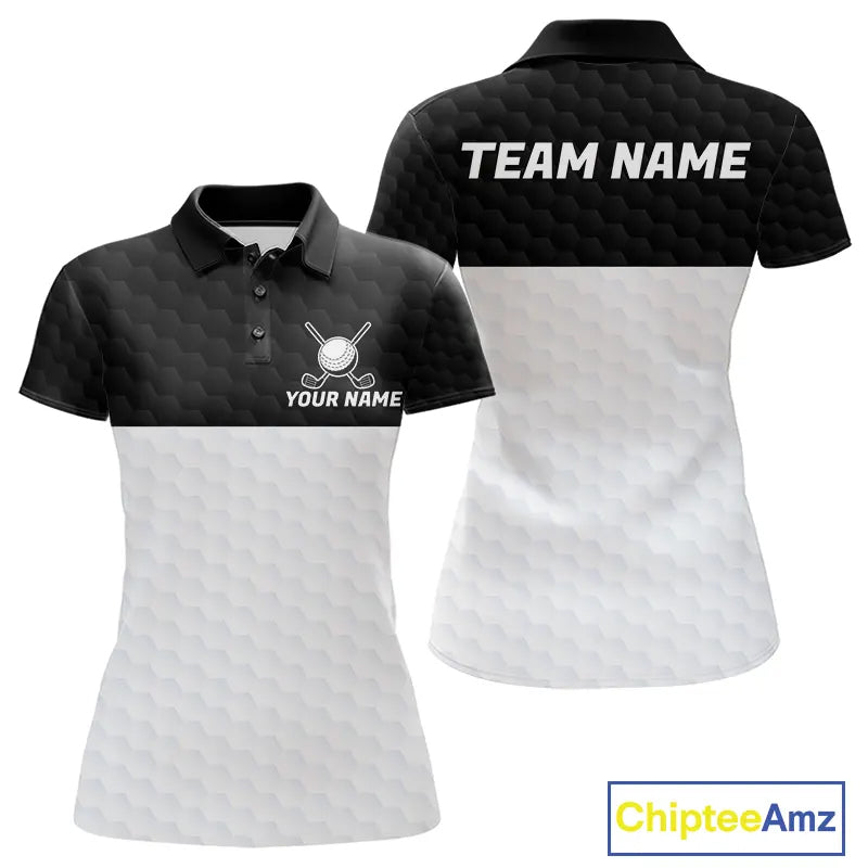 Black and White Golf Polo shirts For Women Custom golf attire for ladies, best golf gifts for women NQS11702