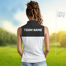 Load image into Gallery viewer, Black and White Sleeveless Golf Polo shirt Custom golf attire for ladies, best golf gifts for women NQS11702