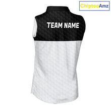 Load image into Gallery viewer, Black and White Sleeveless Golf Polo shirt Custom golf attire for ladies, best golf gifts for women NQS11702
