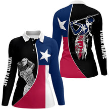 Load image into Gallery viewer, Texas Flag Womens golf polo shirts custom patriot ladies golf tops, gifts for golf lovers NQS7384