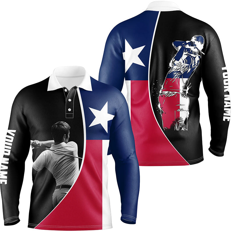 Texas Flag Mens golf polo shirts custom patriot golf tops for men, gifts for golf lovers NQS7384
