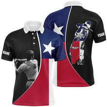 Load image into Gallery viewer, Texas Flag Mens golf polo shirts custom patriot golf tops for men, gifts for golf lovers NQS7384