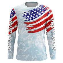 Load image into Gallery viewer, Ocean sea wave camo fishing Custom American flag patriot performance long sleeve fishing jerseys NQS7390