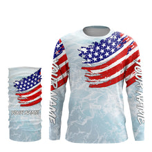 Load image into Gallery viewer, Ocean sea wave camo fishing Custom American flag patriot performance long sleeve fishing jerseys NQS7390