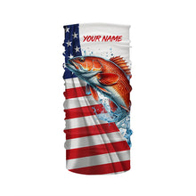 Load image into Gallery viewer, American flag patriotic Redfish fishing Custom Name UV Protection long sleeve Fishing Shirts for men NQS5369