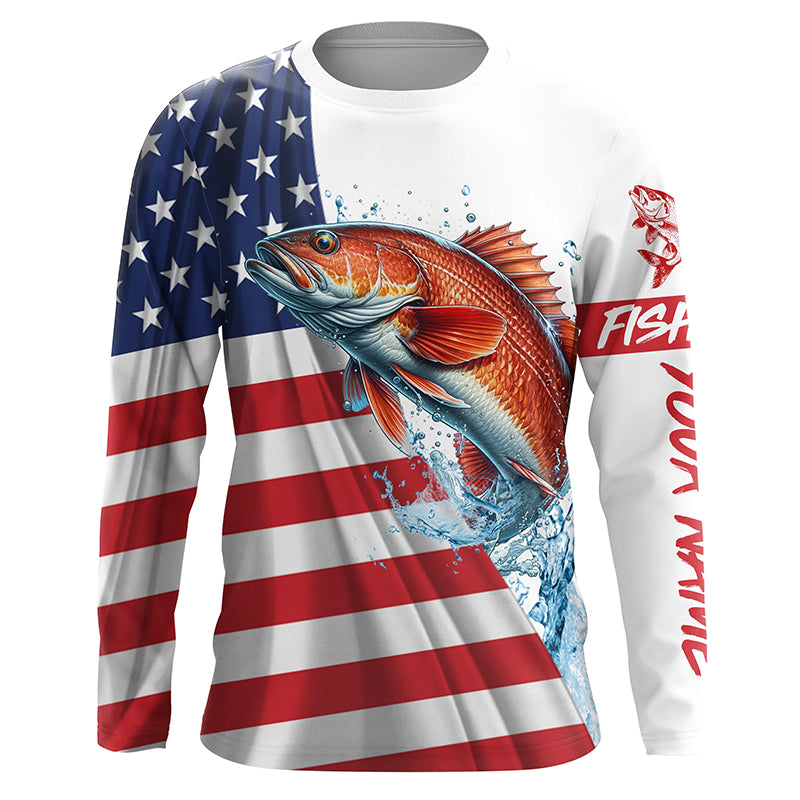 American flag patriotic Redfish fishing Custom Name UV Protection