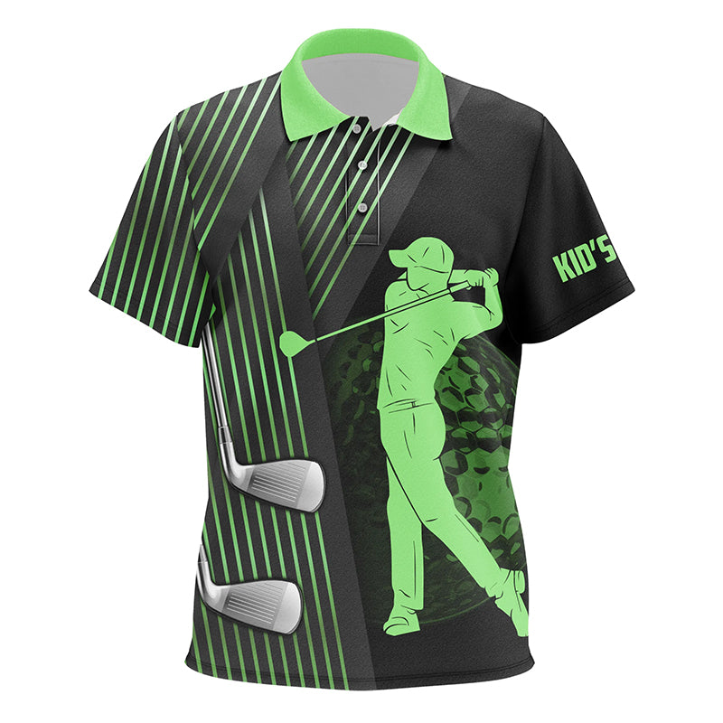 Black and Green Kid golf polo shirts custom golf clubs team golf shirts, golf tops for children NQS7960