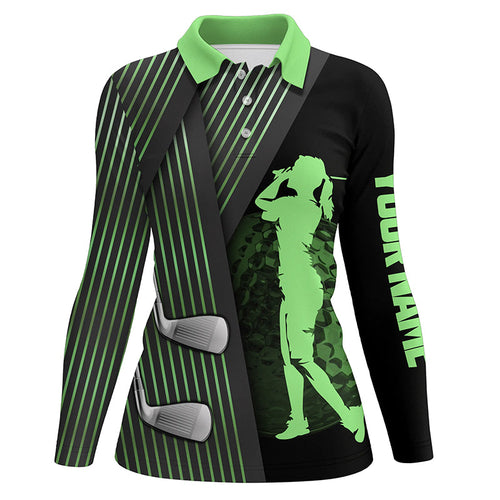 Black and Green Women golf polo shirt custom golf clubs team golf shirts, golf tops for ladies NQS7960