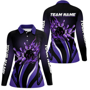 Bowling polo, Quarter zip Shirts for women Custom team Bowling League jerseys, bowl gifts | Purple NQS7967