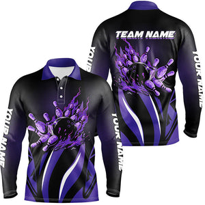 Bowling polo, Quarter zip Shirts for men Custom team Bowling League jerseys, bowl gifts | Purple NQS7967