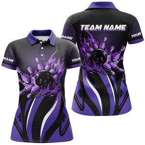 Bowling polo, Quarter zip Shirts for women Custom team Bowling League jerseys, bowl gifts | Purple NQS7967