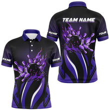 Load image into Gallery viewer, Bowling polo, Quarter zip Shirts for men Custom team Bowling League jerseys, bowl gifts | Purple NQS7967