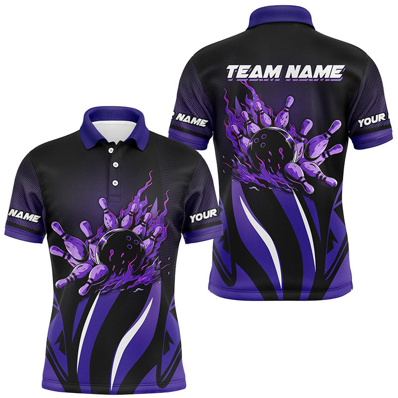 Bowling polo, Quarter zip Shirts for men Custom team Bowling League jerseys, bowl gifts | Purple NQS7967