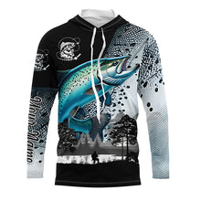 Load image into Gallery viewer, Chinook Salmon (King salmon) fishing scales Custom name performance anti UV long sleeve fishing shirts NQS3856