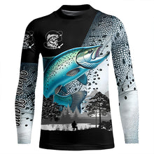 Load image into Gallery viewer, Chinook Salmon (King salmon) fishing scales Custom name performance anti UV long sleeve fishing shirts NQS3856