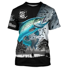 Load image into Gallery viewer, Chinook Salmon (King salmon) fishing scales Custom name performance anti UV long sleeve fishing shirts NQS3856