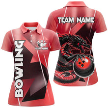 Load image into Gallery viewer, Black And Red Custom Dragon Bowling Shirts For Women, Dragon Bowling Team Shirts NQS8382