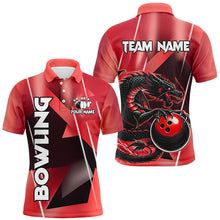 Load image into Gallery viewer, Black And Red Custom Dragon Bowling Shirts For Men, Dragon Bowling Team Shirts NQS8382