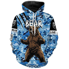 Load image into Gallery viewer, Bear hunter big game hunting blue camouflage Customize Name 3D All Over Printed Shirts NQS4009