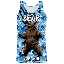 Load image into Gallery viewer, Bear hunter big game hunting blue camouflage Customize Name 3D All Over Printed Shirts NQS4009