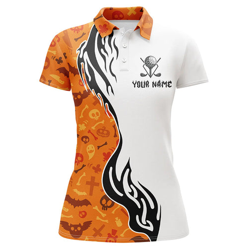 Orange Halloween Women golf polo shirts custom Women's golf outfits for team, Halloween golf gifts NQS8597