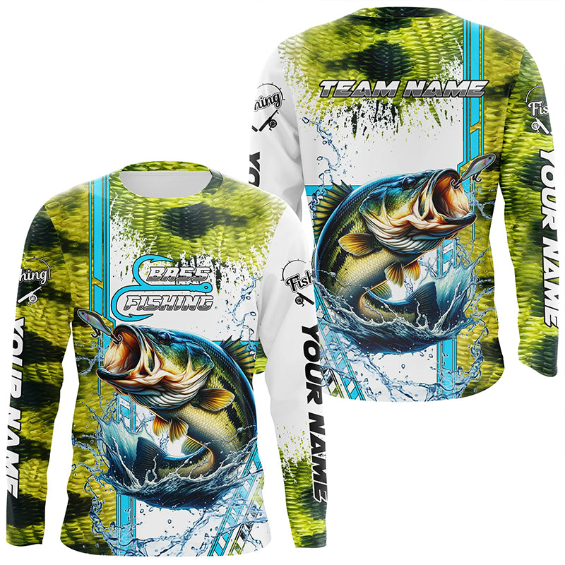 Largemouth bass fishing Green scales custom Bass fishing team jerseys fishing apparel NQS8603