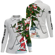 Load image into Gallery viewer, Christmas golf pattern white golf ball skin Womens golf polo shirts custom golf clubs outfit women NQS6748