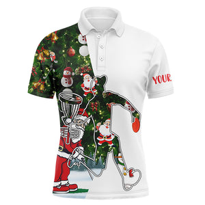 Mens disc golf polo shirts Christmas Santa pattern custom disc golf outfit NQS6750