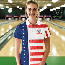 Load image into Gallery viewer, Red, White and Blue American Flag Bowling Shirts For Women Custom Patriotic Bowling Team Jerseys NQS11157