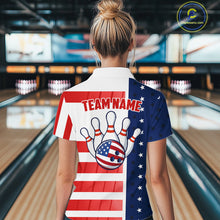 Load image into Gallery viewer, Red, White and Blue American Flag Bowling Shirts For Women Custom Patriotic Bowling Team Jerseys NQS11157