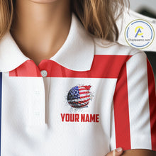 Load image into Gallery viewer, Red, White and Blue American Flag Golf Polo Shirts For Women Custom Patriotic Team Ladies Golf Outfit NQS11158