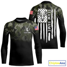 Load image into Gallery viewer, Black green camo American Flag Customize Name Patriotic Deer Hunting 3D All Over Printed Shirts NQS11360