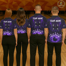 Load image into Gallery viewer, Custom Black &amp; Purple bowling jersey Butterfly skull Bowling Team Shirts, bowling attire for women NQS11367