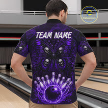 Load image into Gallery viewer, Personalized Black &amp; Purple bowling jersey Butterfly skull Bowling Team Shirts, bowling gifts for men NQS11367