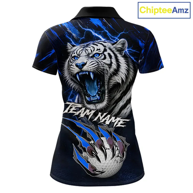 Black and Blue Lightning thunder Tiger Golf Polo shirts for Women custom Tiger team golf shirts NQS11574