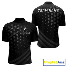 Load image into Gallery viewer, Custom Black American Flag Bowling Team Shirts For Men, Personalized patriotic Bowling League Shirts NQS11706