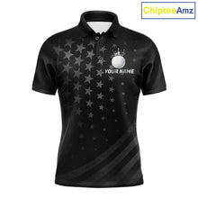 Load image into Gallery viewer, Custom Black American Flag Golf Team Shirts For Men, Personalized patriotic Mens Golf top NQS11707