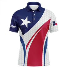 Load image into Gallery viewer, Mens golf polo shirts Texas flag custom red, white and blue golf ball skin patriot mens golf wears NQS7396