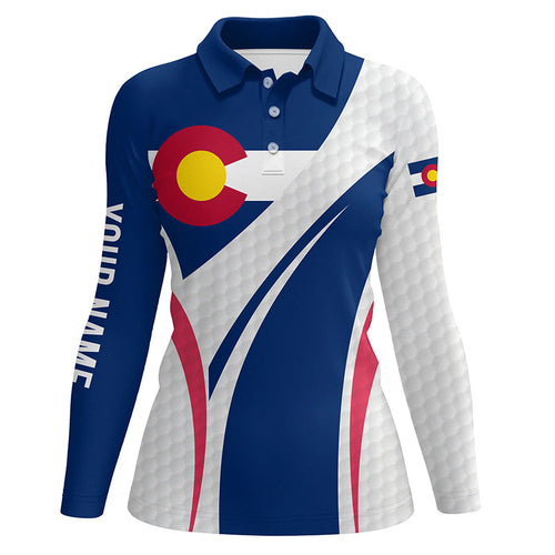 Women golf polo shirt Colorado flag custom white golf ball skin patriot ladies golf tops NQS7398