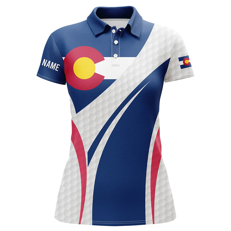 Women golf polo shirt Colorado flag custom white golf ball skin patriot ladies golf tops NQS7398