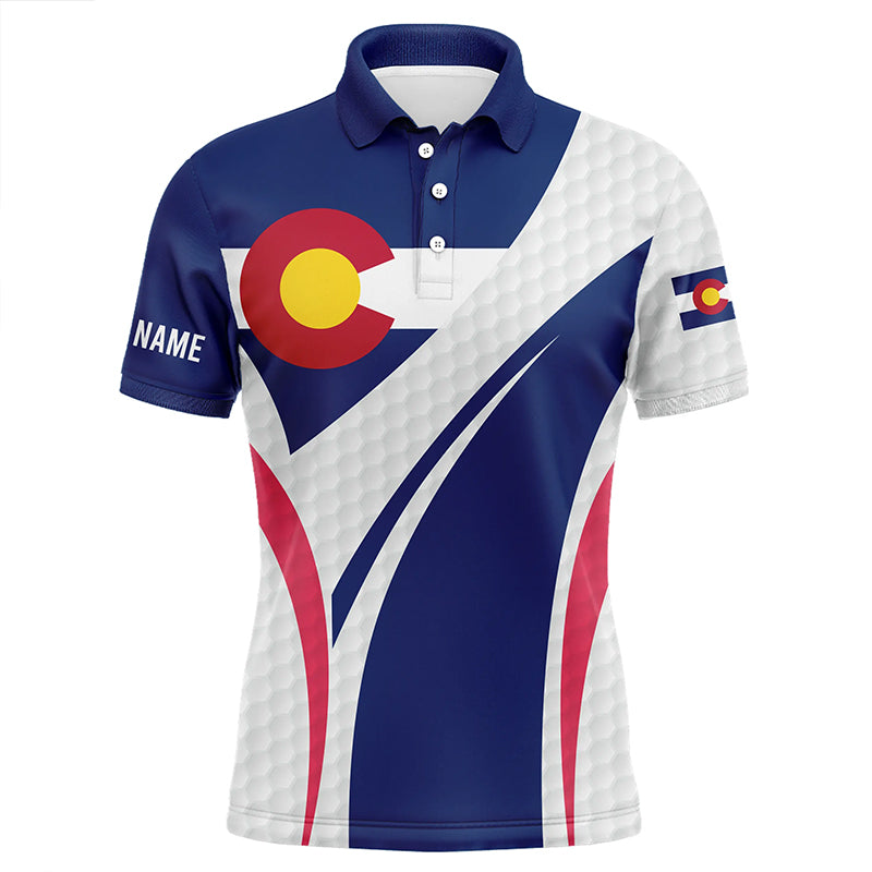 Mens golf polo shirts Colorado flag custom white golf ball skin pattern patriot mens golf wears NQS7398