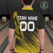 Load image into Gallery viewer, Black And Gold Custom Bowling Polo, Quarter Zip Shirts For Men, Bowling Team League Jersey NQS9810