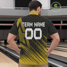 Load image into Gallery viewer, Black And Gold Custom Bowling Polo, Quarter Zip Shirts For Men, Bowling Team League Jersey NQS9810