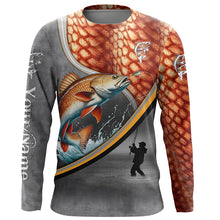 Load image into Gallery viewer, Redfish red drum fishing scales personalized saltwater fishing shirts, sun protection fishing apparel NQS3289