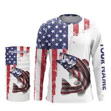 Load image into Gallery viewer, American flag Largemouth Bass patriotic fishing Custom Bass tournament long sleeves fishing shirts NQS5391